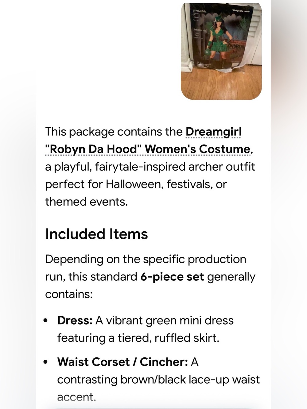#3307**Dreamgirl Green Robyn Da Hood Costume Set - Picture 5 of 17